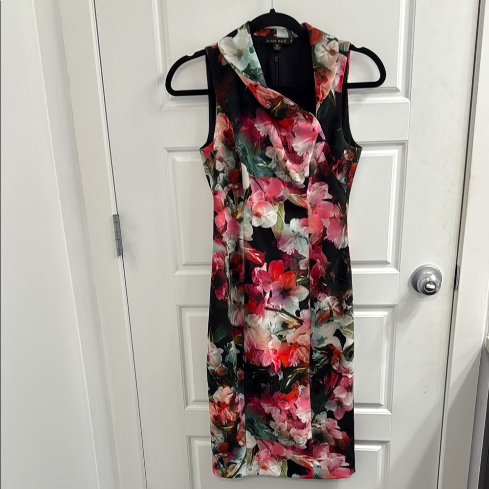 BLACK HALO BLAZE DRESS‎ PENCIL SHEATH FLORAL SIZE 0